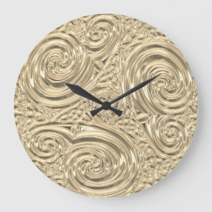 Metallisches goldenes viktorianisches Nouveau Große Wanduhr