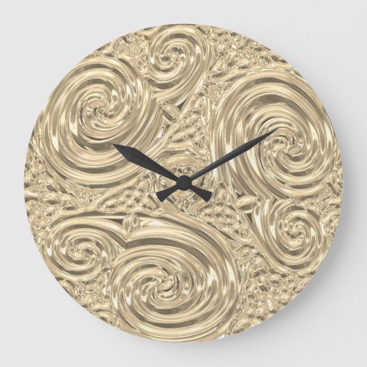 Metallisches goldenes viktorianisches Nouveau Große Wanduhr (Vorderseite)