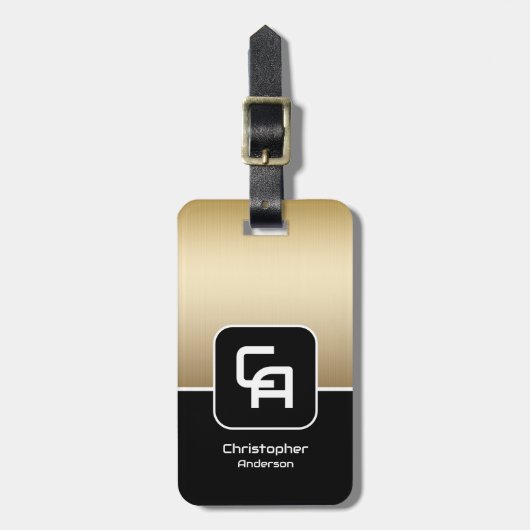 Metallisches Goldmonogramm Gepäckanhänger (Vorderseite vertikal)