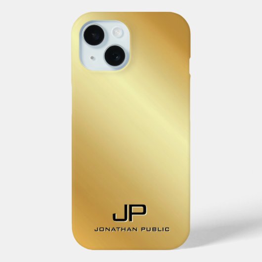Metallisches Goldschablone-Monogramm Personalisier Case-Mate iPhone Hülle (Rückseite)