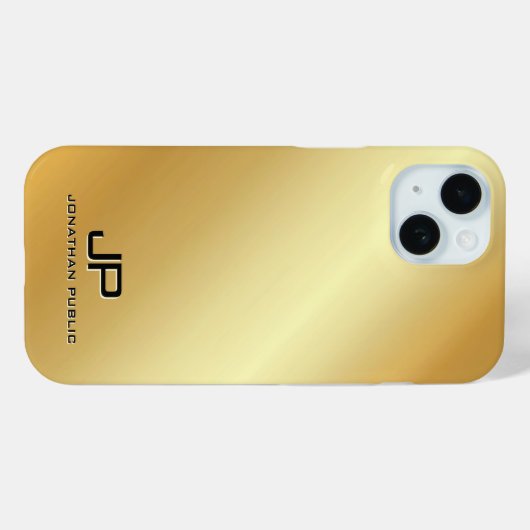 Metallisches Goldschablone-Monogramm Personalisier Case-Mate iPhone Hülle (Rückseite (Horizontal))