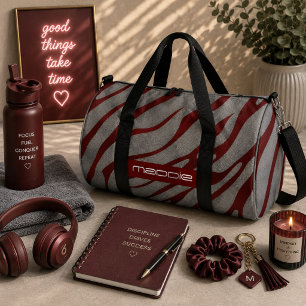 Metallisches Grau-Zebrastreifen-Muster  Duffle Bag