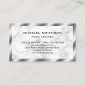 Metallisches graues Drum Kit aus weißem Marmor Visitenkarte (Rückseite)