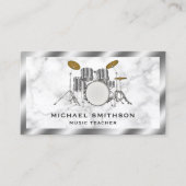 Metallisches graues Drum Kit aus weißem Marmor Visitenkarte (Vorderseite)