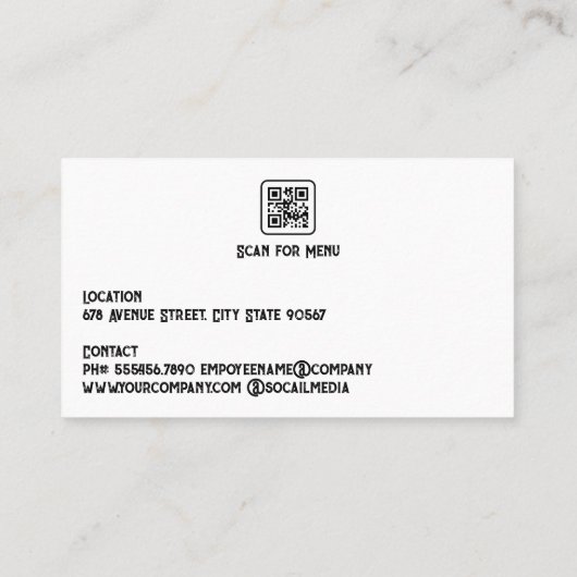 Metallisches Grillen-Logo | Sleek Black | Holzschn Visitenkarte (Rückseite)