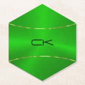 Metallisches Grün mit vergoldetem Papierzettel-Unt Untersetzer (Vorderseite)