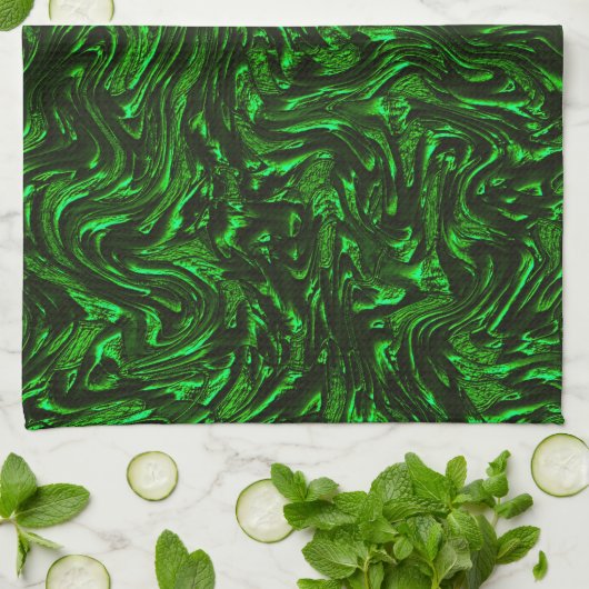 metallisches Grün, texturiert Geschirrtuch (Gefaltet)