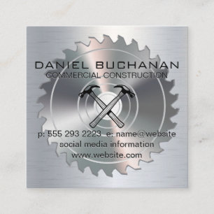 Metallisches Hammersymbol Circle Saw Business Ca Quadratische Visitenkarte