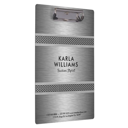 Metallisches hellgraues modernes geometrisches Des Klemmbrett (Rechts)