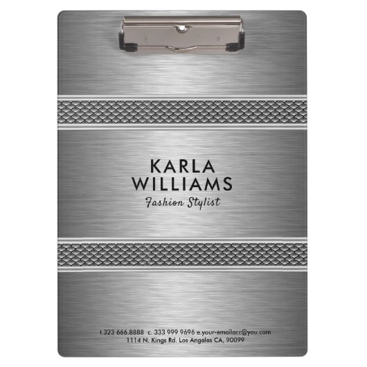 Metallisches hellgraues modernes geometrisches Des Klemmbrett (Vorderseite)