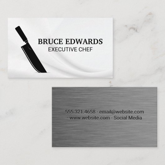 Metallisches Hintergrundmesser | Koch Visitenkarte (Vorne/Hinten)