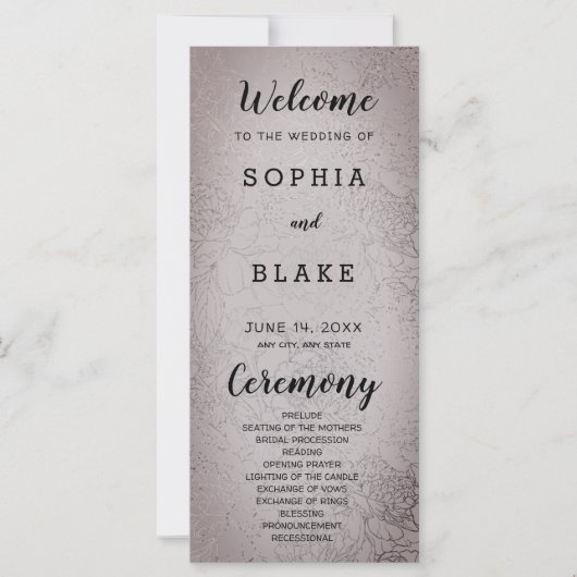 Metallisches Hochzeitsprogramm für Silber und Flor (Vorderseite)