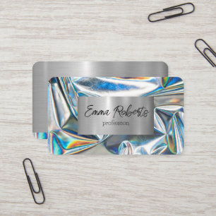 Metallisches Holografisches Silber Visitenkarte