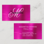 Metallisches Hot Pink Foil Extravagantes Monogramm Visitenkarte (Vorne/Hinten)