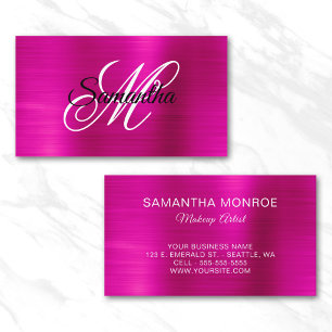 Metallisches Hot Pink Foil Extravagantes Monogramm Visitenkarte