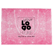 Metallisches Hot-Pink-Glitzer-Logo-Papier Einkaufs Große Geschenktüte (Rückseite)