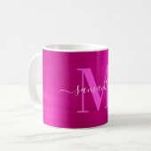 Metallisches Hot-Pink-Signature-Monogramm Kaffeetasse (Vorderseite Links)