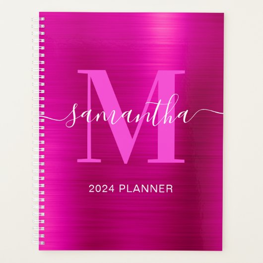 Metallisches Hot-Pink-Signature-Monogramm Planer (Vorderseite)