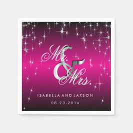 Metallisches Hot Pink Star Lights Design Serviette