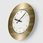 Metallisches Imitat-Gold Stripes Muster Große Wanduhr (Winkel)