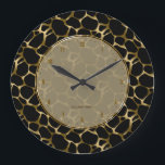 Metallisches Imitat-Gold u. schwarzer Große Wanduhr<br><div class="desc">Eleganter moderner metallischer Imitatgoldleoparddruck über dem Gewohnheitsrückseitenhintergrund veränderbar auf der Website. Wenn Sie irgendeine Hilfe benötigen,  die irgendwelche meiner Entwürfe besonders anfertigt,  treten Sie mit ArtOnWear Designer in Verbindung. Textformatierung mit der Livehilfe verfügbar durch Antrag.</div>