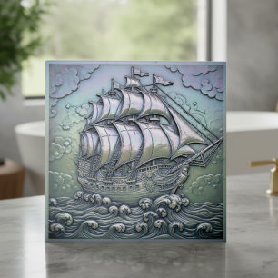 Metallisches Irisierendes Segelschiff ID1223 Fliese