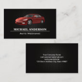 Metallisches Kohlenstoffmuster | Red Car Logo Visitenkarte (Vorne/Hinten)
