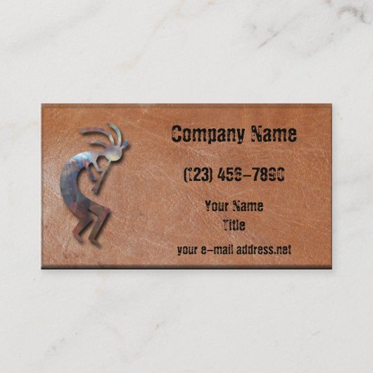 Metallisches Kokopelli gealtertes Leder Visitenkarte (Vorderseite)