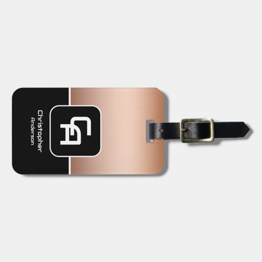 Metallisches Kupfermonogramm Gepäckanhänger (Vorderseite horizontal)