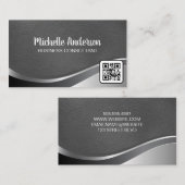 Metallisches Leder | Emboss Lettern | Qr-Code Visitenkarte (Vorne/Hinten)