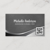 Metallisches Leder | Emboss Lettern | Qr-Code Visitenkarte (Vorderseite)
