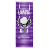 Metallisches Lila Lines Golf Monogram Design Geschenktüte Für Weinflaschen (Rückseite)