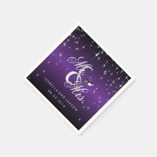 Metallisches Lila Sternlichtdesign Serviette (Ecke)