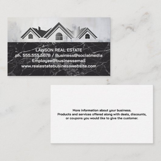 Metallisches Logo für Immobilien in Anwesen | Schw Terminkarte (Vorne/Hinten)