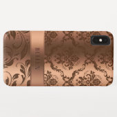 Metallisches Look Kupfer Brown Damasks Girlandesig Case-Mate iPhone Hülle (Rückseite (Horizontal))