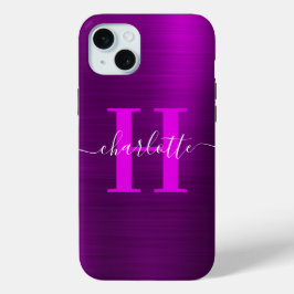 Metallisches Magenta Lila Signature Monogramm Case-Mate iPhone Hülle