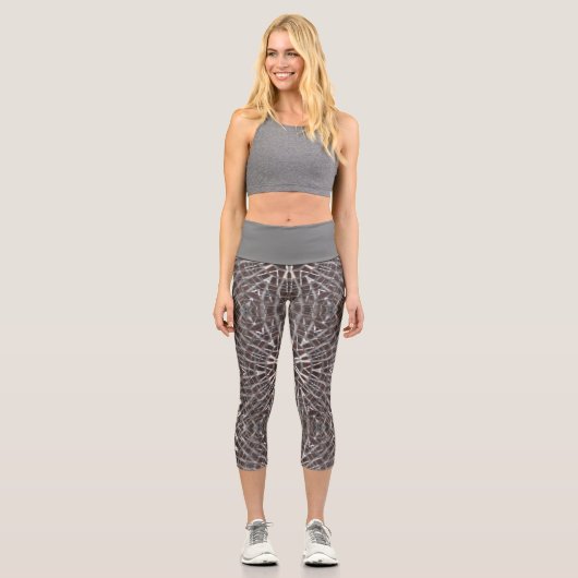 Metallisches Mesh Silver Capri Leggings (Vorderseite)