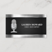 Metallisches Mikrofon | Schwarzes Mesh Visitenkarte (Vorderseite)