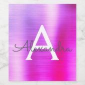 Metallisches Monogramm aus lila Foil Weinetikett (Einzelnes Label)