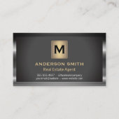 Metallisches Monogramm | Einfache Klassik Visitenkarte (Vorderseite)