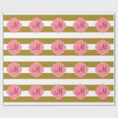 Metallisches Monogramm-Muster aus Gold und Rosa Geschenkpapier (Flach)