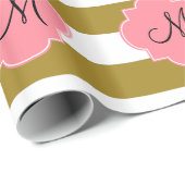 Metallisches Monogramm-Muster aus Gold und Rosa Geschenkpapier (Rolleneckpunkt)