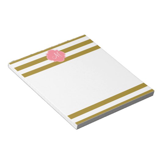 Metallisches Monogramm-Muster aus Gold und Rosa Notizblock (angewinkelt)