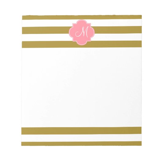 Metallisches Monogramm-Muster aus Gold und Rosa Notizblock (Vorderseite)