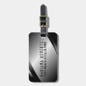 Metallisches Monogrammatisches graues, gebürstetes Gepäckanhänger (Vorderseite vertikal)