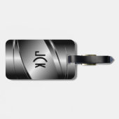 Metallisches Monogrammatisches graues, gebürstetes Gepäckanhänger (Rückseite horizontal)