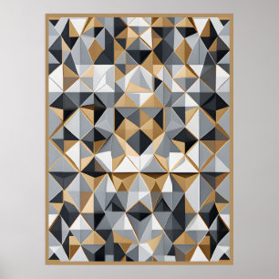 Metallisches Mosaik: Gesichter schimmernder Geomet Poster