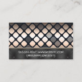 Metallisches Muster | Schwarze Polsterung Visitenkarte (Rückseite)