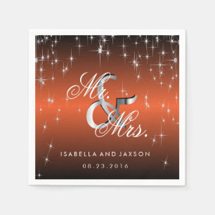 Metallisches Orange Star Lights Design Serviette