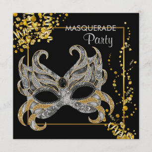 Metallisches Papier Silber Gold Maskenparty Einladung